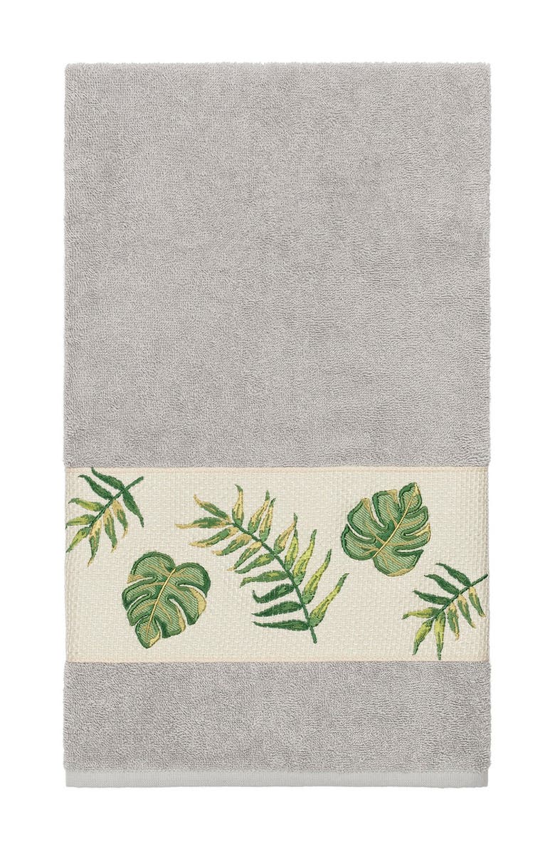 Linum Home Textiles Zoe Embellished Bath Towel - Light Grey, Main, color, Light Grey