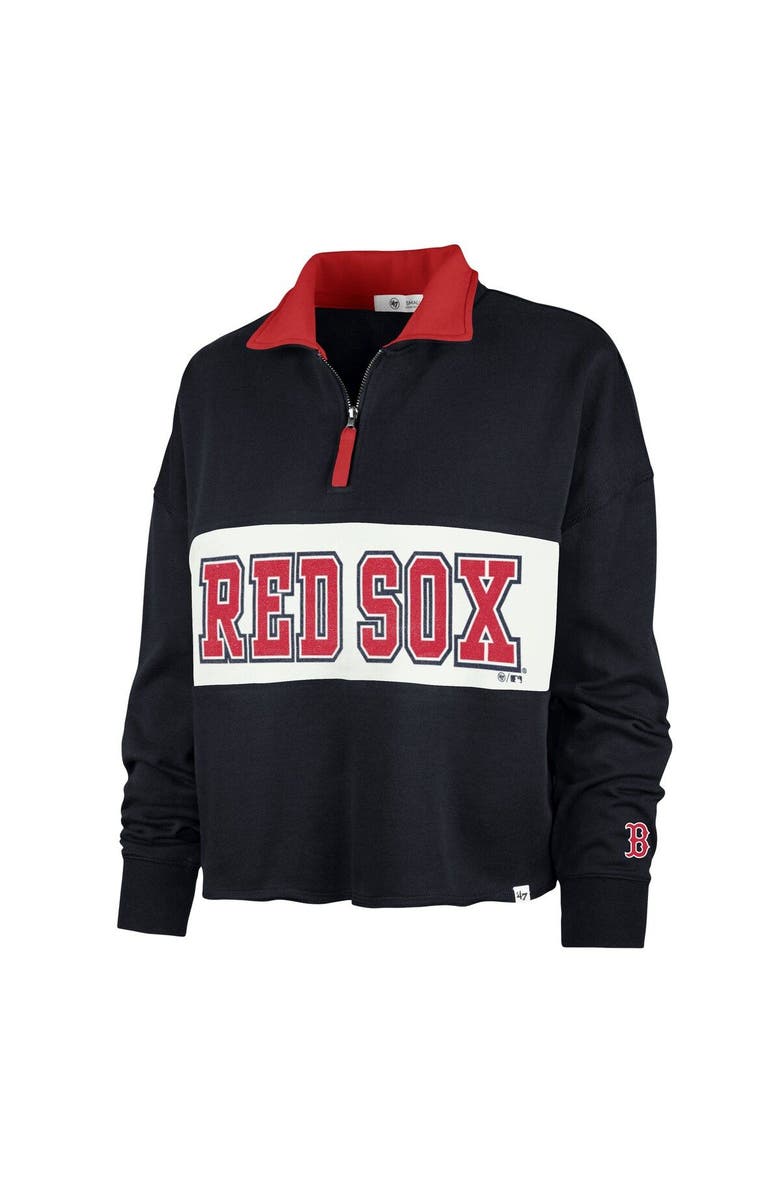 '47 Women's '47 Navy Boston Red Sox Remi Quarter-Zip Cropped Top, Alternate, color, Navy