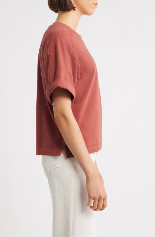 City Blues Brie Boxy Short Sleeve Sweatshirt In Burgundy