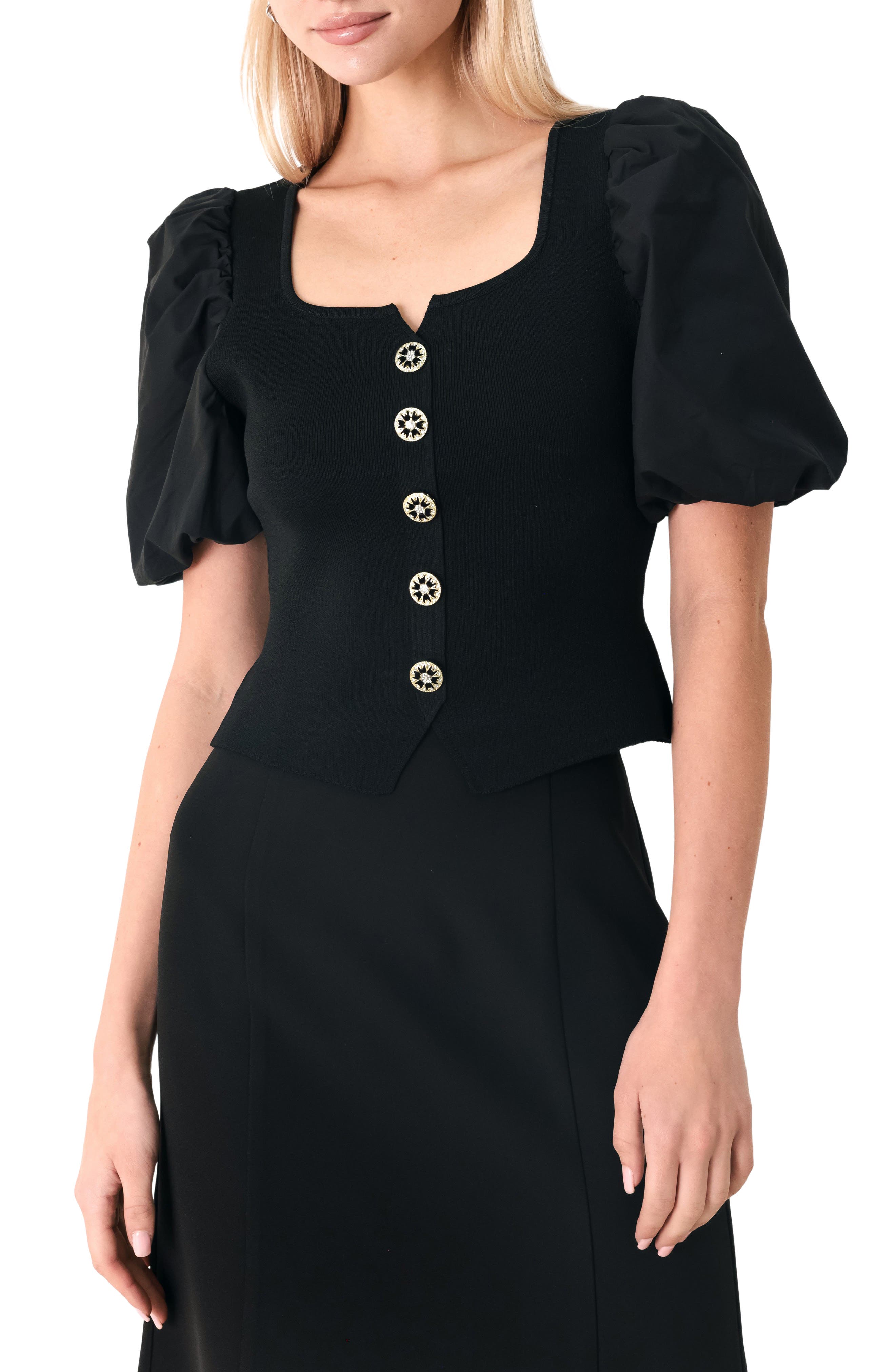 Puff Sleeve Rib Top