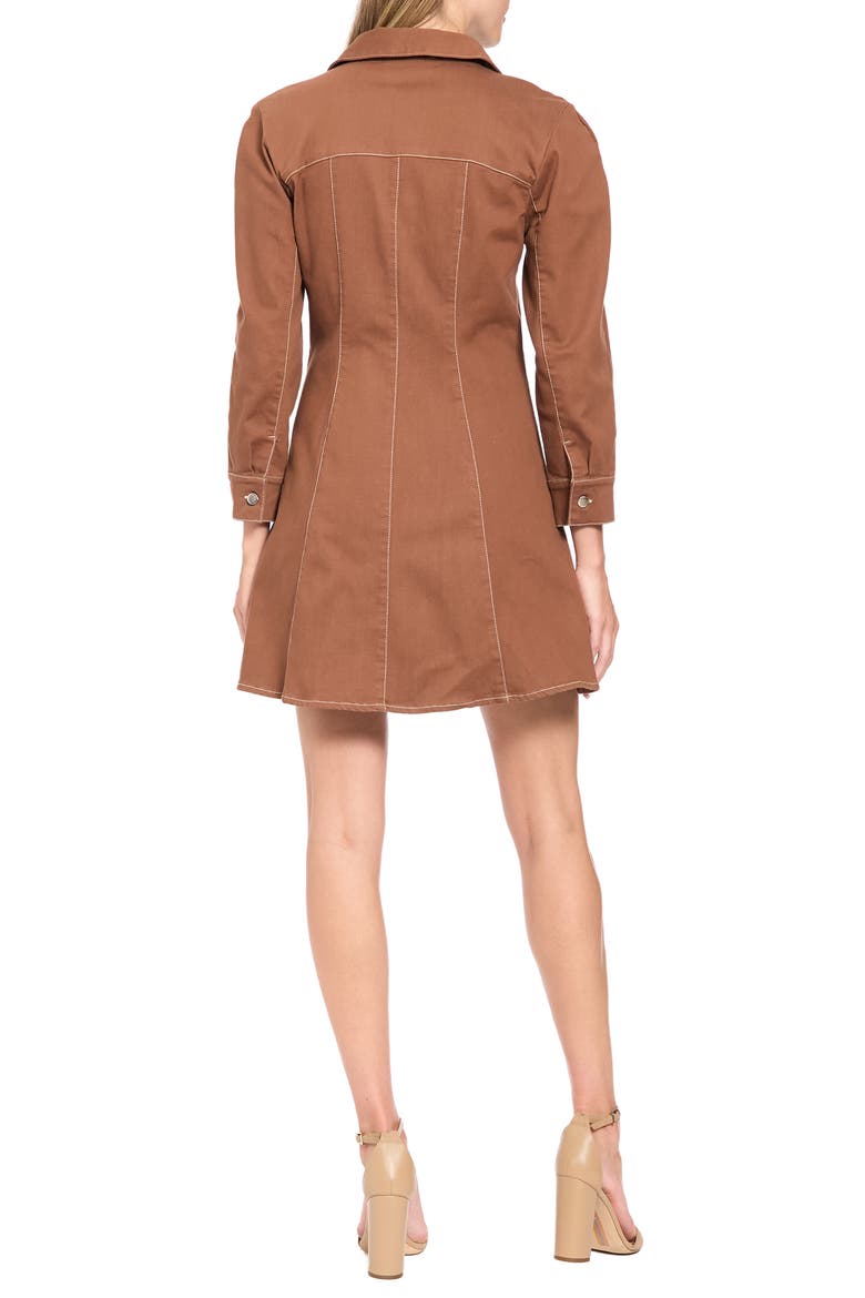 Deep Dive Long Sleeve Denim Shirtdress, Alternate, color, BROWN