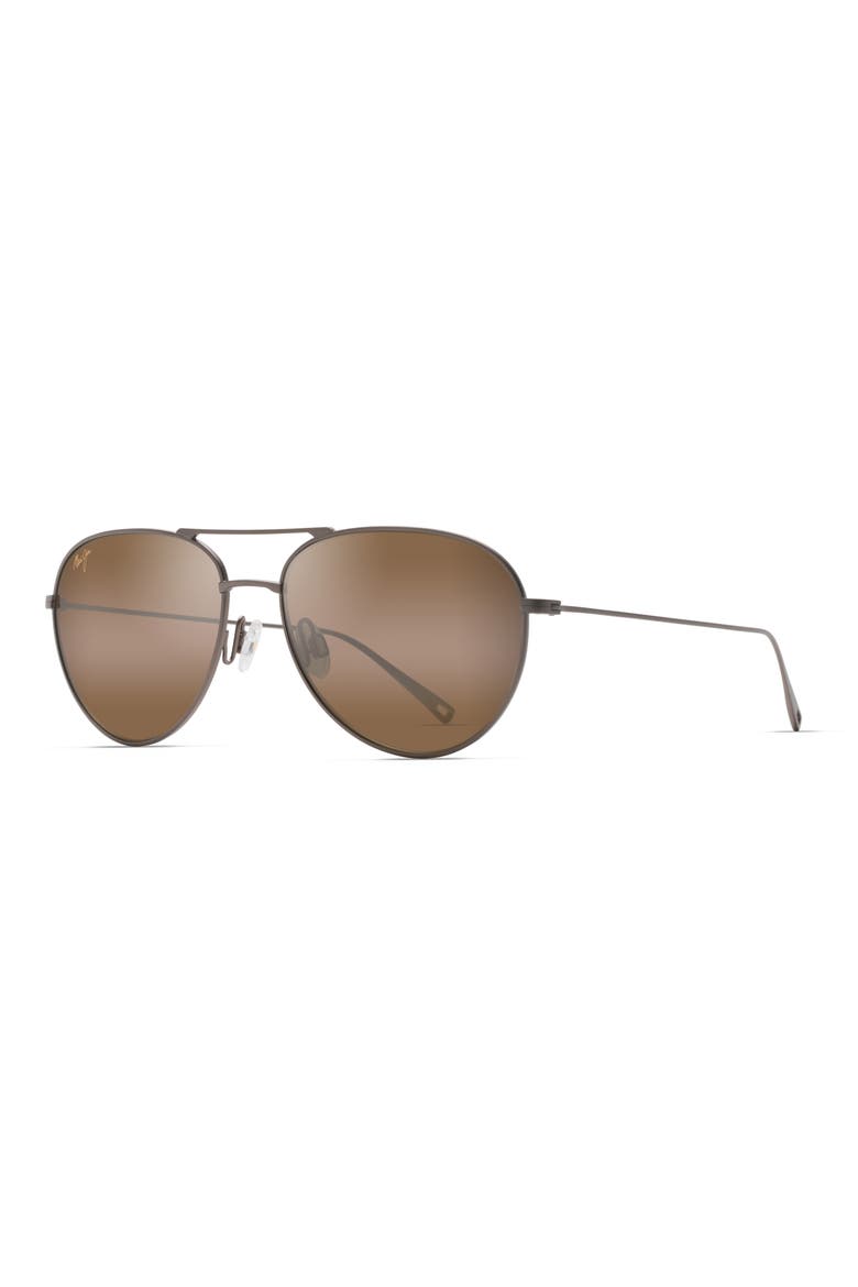 Walaka 57mm PolarizedPlus2® Aviator Sunglasses, Alternate, color, SATIN SEPIA