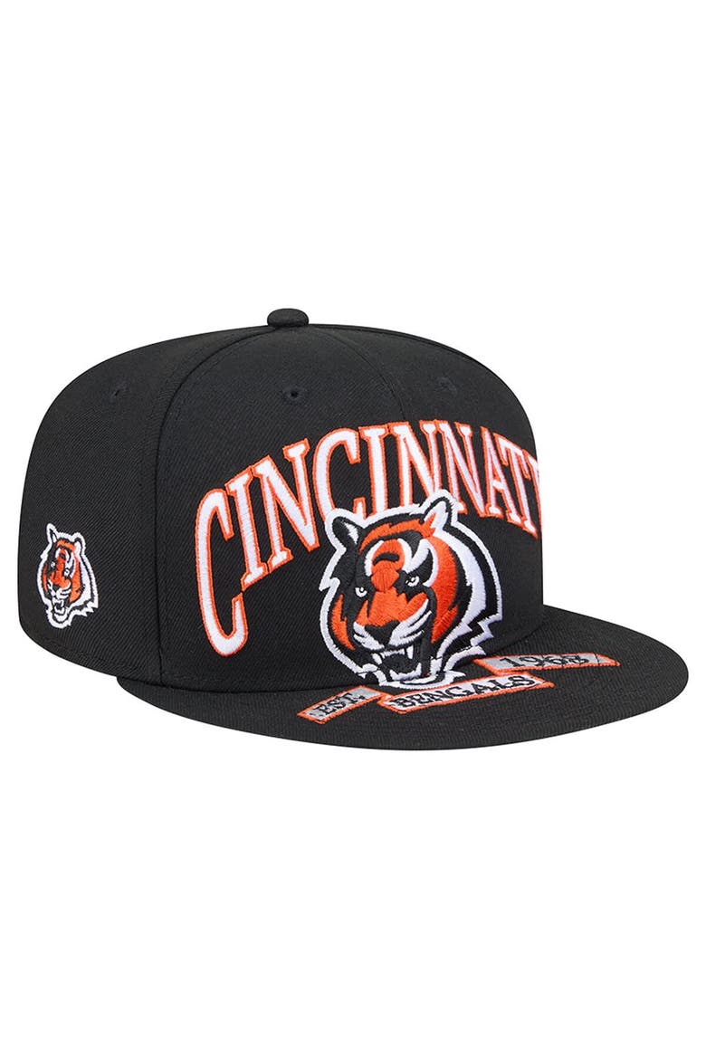 Men's New Era Black Cincinnati Bengals Head Oversized 59FIFTY Fitted Hat, Main, color, Black