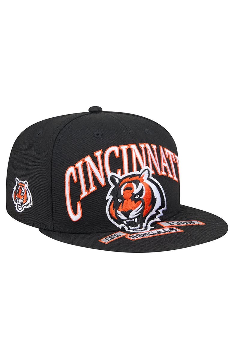 New Era Men's New Era Black Cincinnati Bengals Head Oversized 59FIFTY Fitted Hat, Main, color, Black