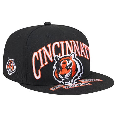 Men's New Era Black Cincinnati Bengals Head Oversized 59FIFTY Fitted Hat