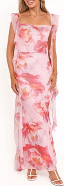 Petal & Pup Chiara Floral Flutter Ruffle Maxi Dress