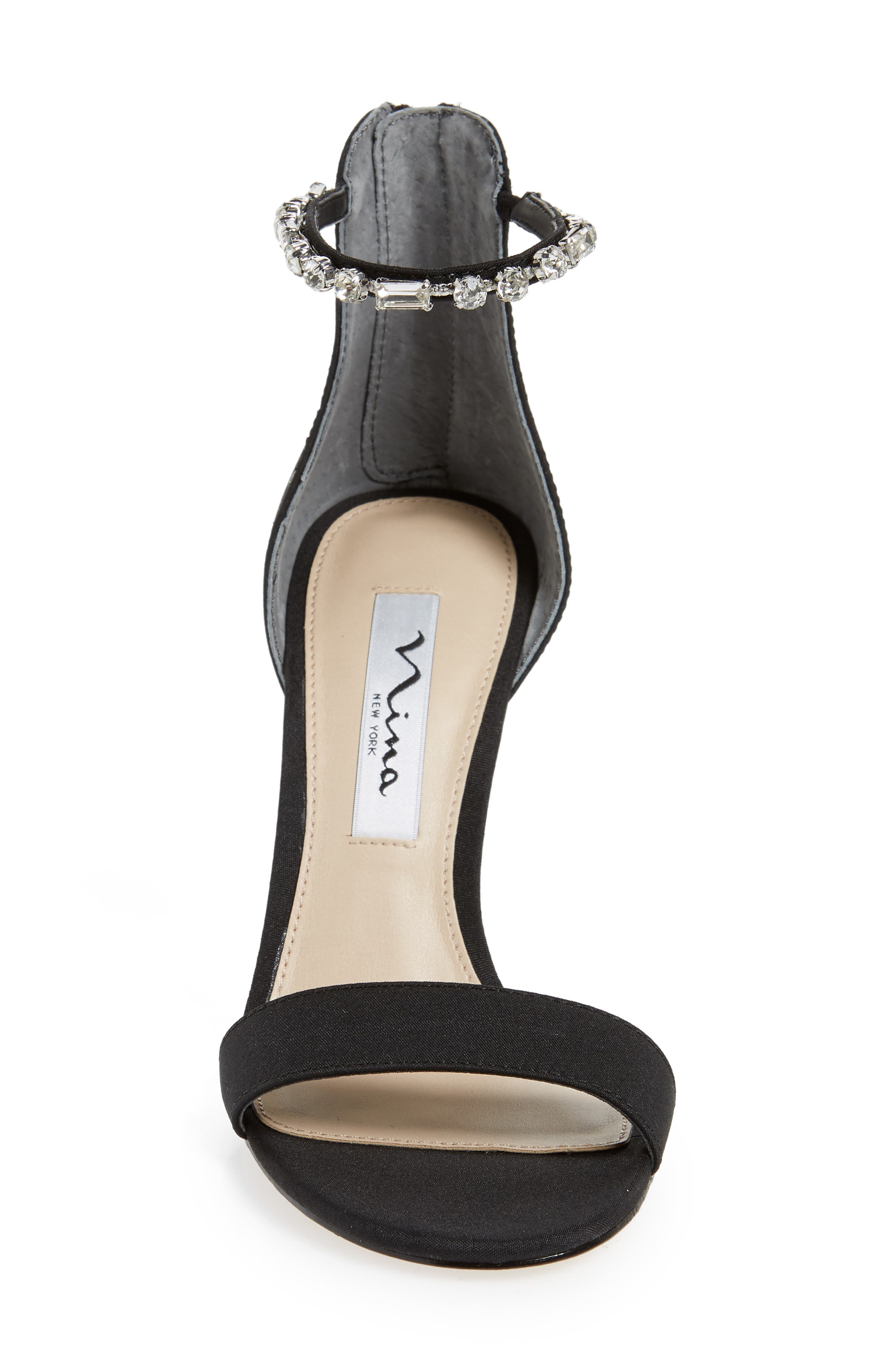 Deena Embellished Sandal, Alternate, color, BLACK MATTE SATIN