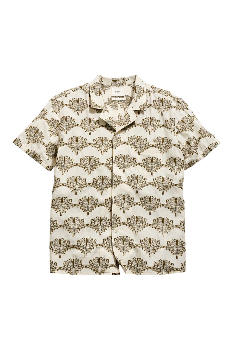 Botanical Cotton Camp Shirt, Alternate, color, TINTED WHITE/ OLIVE