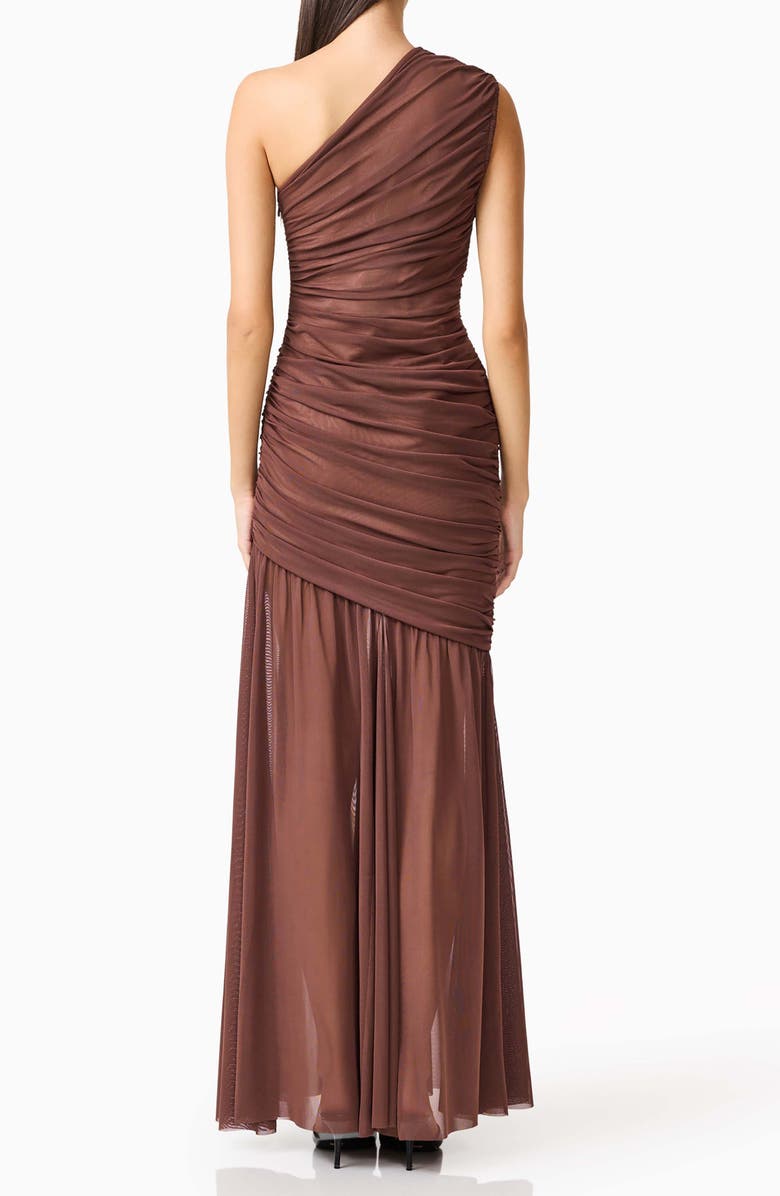 Elliatt Vienna Ruched One-Shoulder Gown, Alternate, color, Brown/ Nude