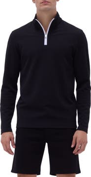 Bugatchi Waffle Knit Quarter Zip Performance Pullover