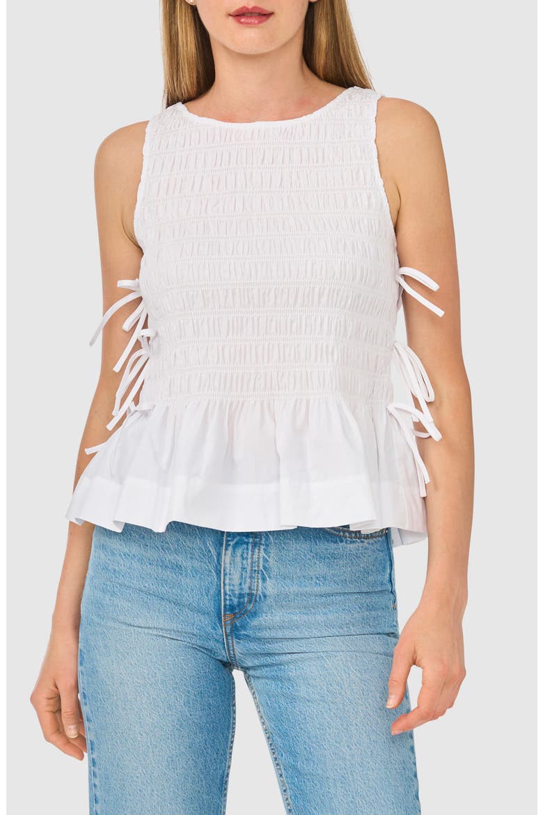 Woven Puckered Tank, Main, color, ULTRA WHITE
