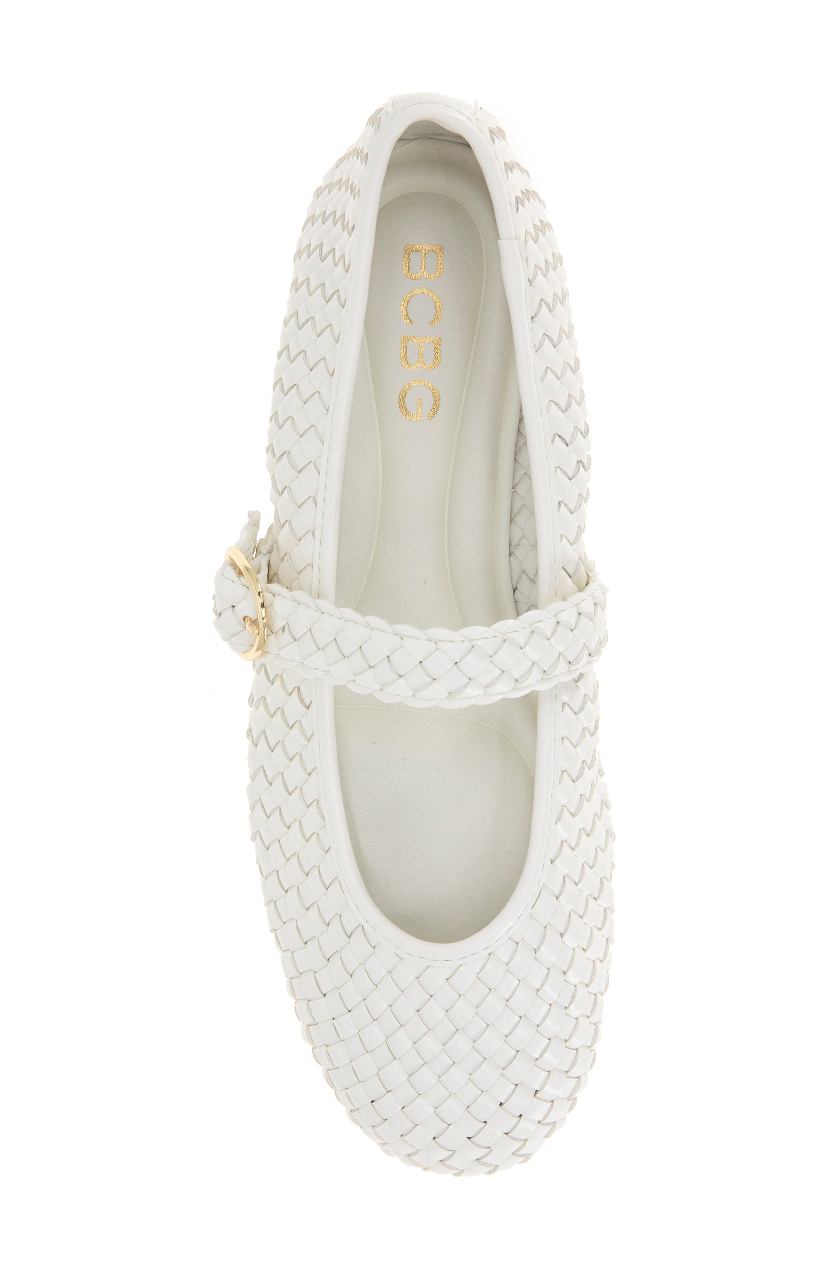 BCBGeneration Elayen Woven Mary Jane Flat, Alternate, color, Cloud Dancer