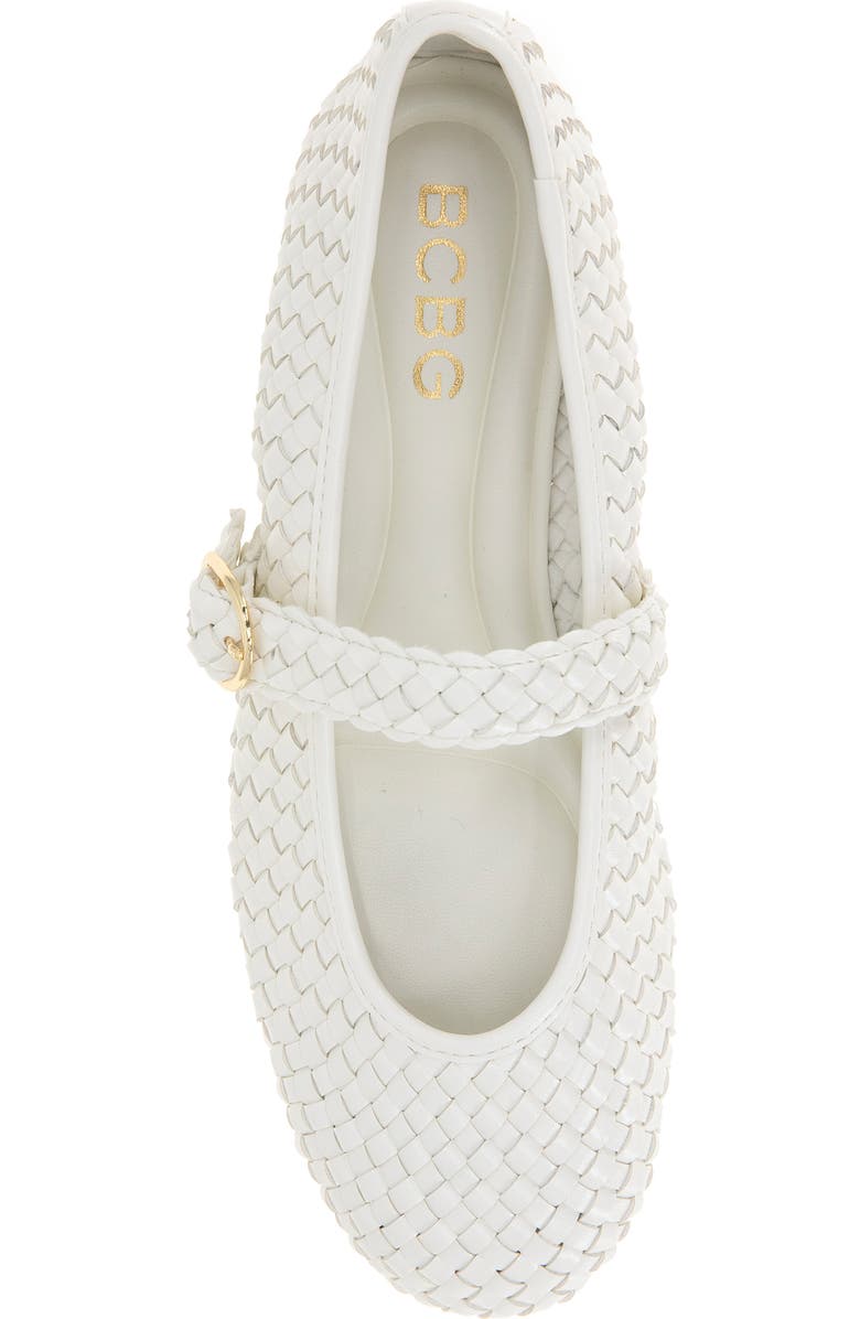 BCBGeneration Elayen Woven Mary Jane Flat, Alternate, color, Cloud Dancer