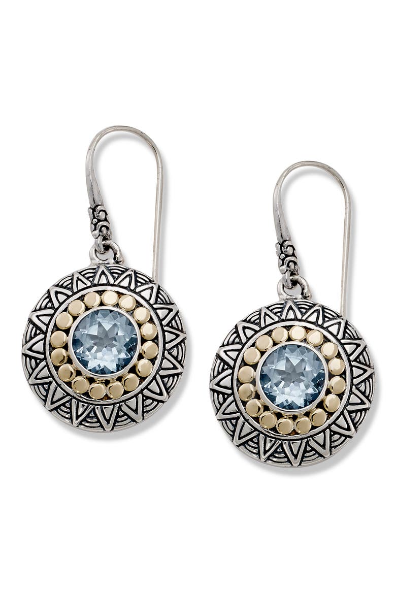 Two-Tone Disc Drop Earrings, Main, color, BLUE