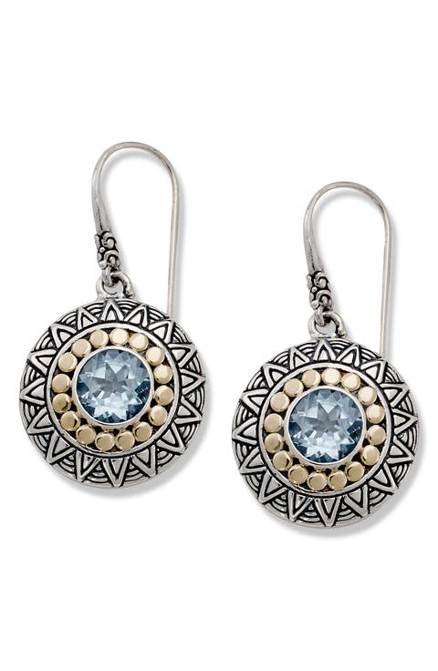 Two-Tone Disc Drop Earrings