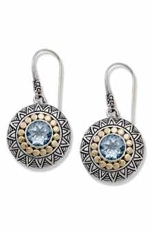 Two-Tone Disc Drop Earrings