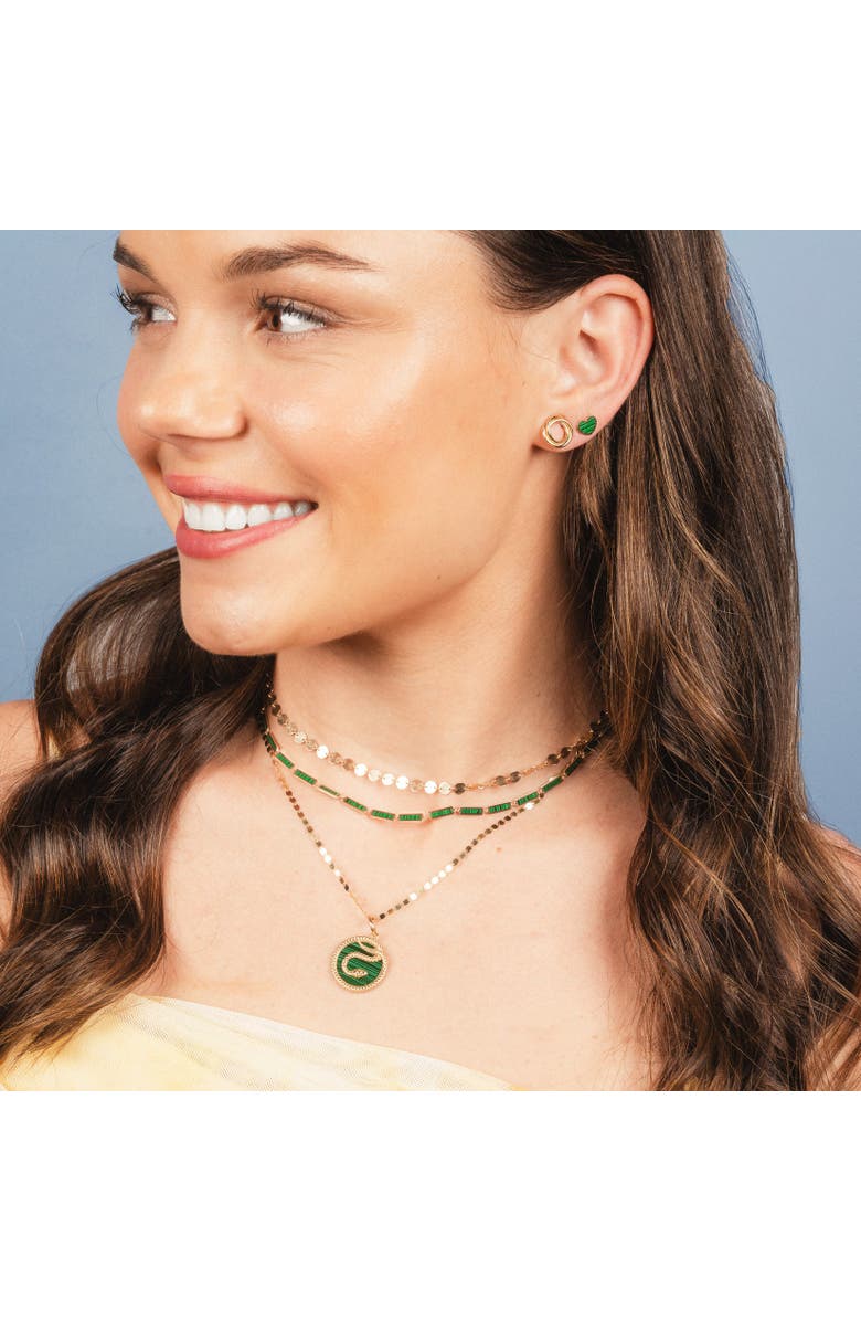 The Lovery Fine Jewelry Malachite Bar Necklace, Alternate, color, Green