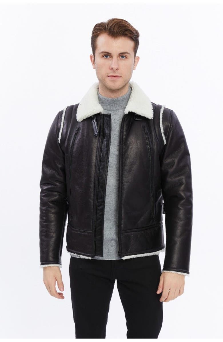 Furniq UK Julian Shearling Jacket, Main, color, Black