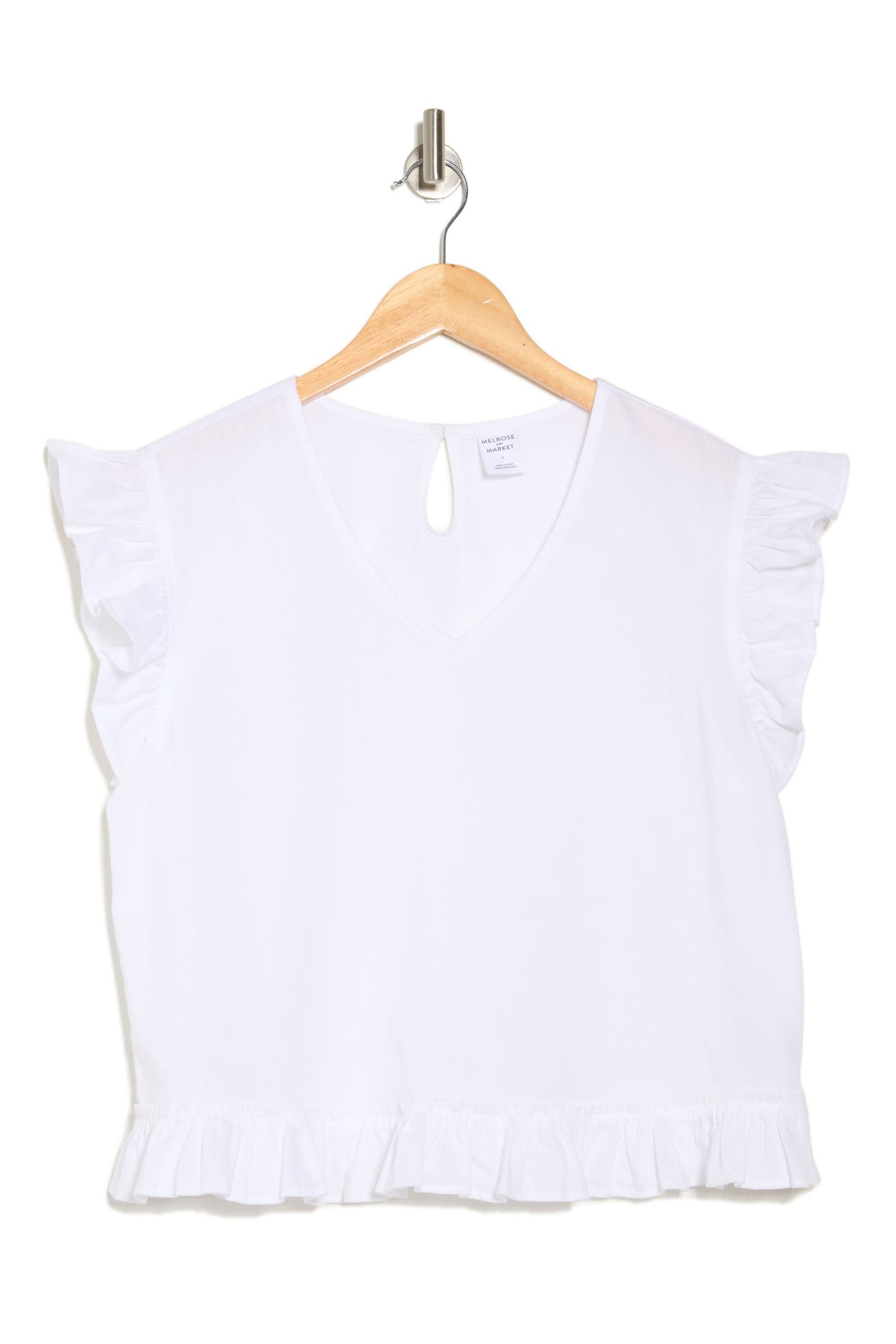 Cap Cut Loop Video Melrose and Market Ruffle Cap Sleeve Cotton Top (Women) | Nordstromrack