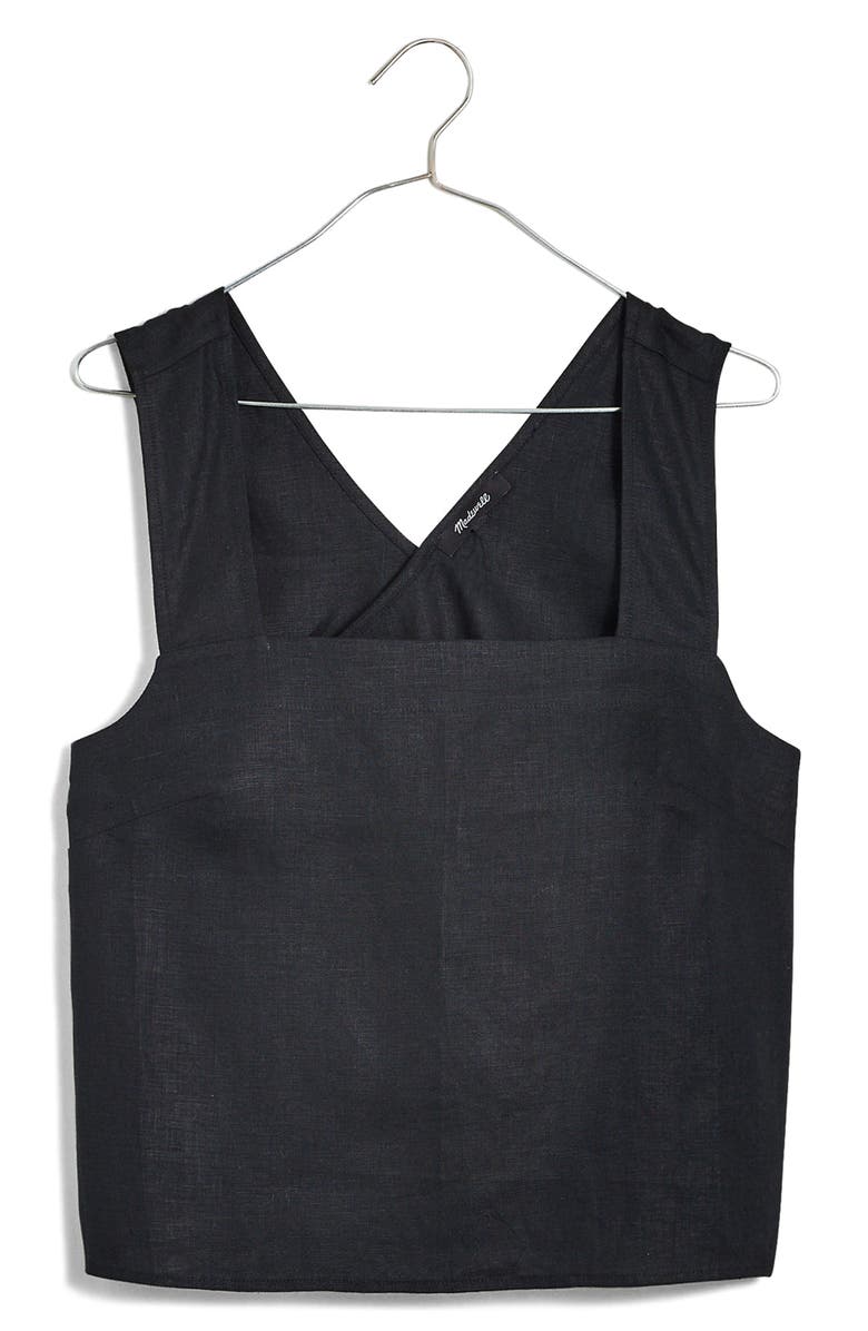 Madewell Cross Back Sleeveless Linen Top, Alternate, color, 