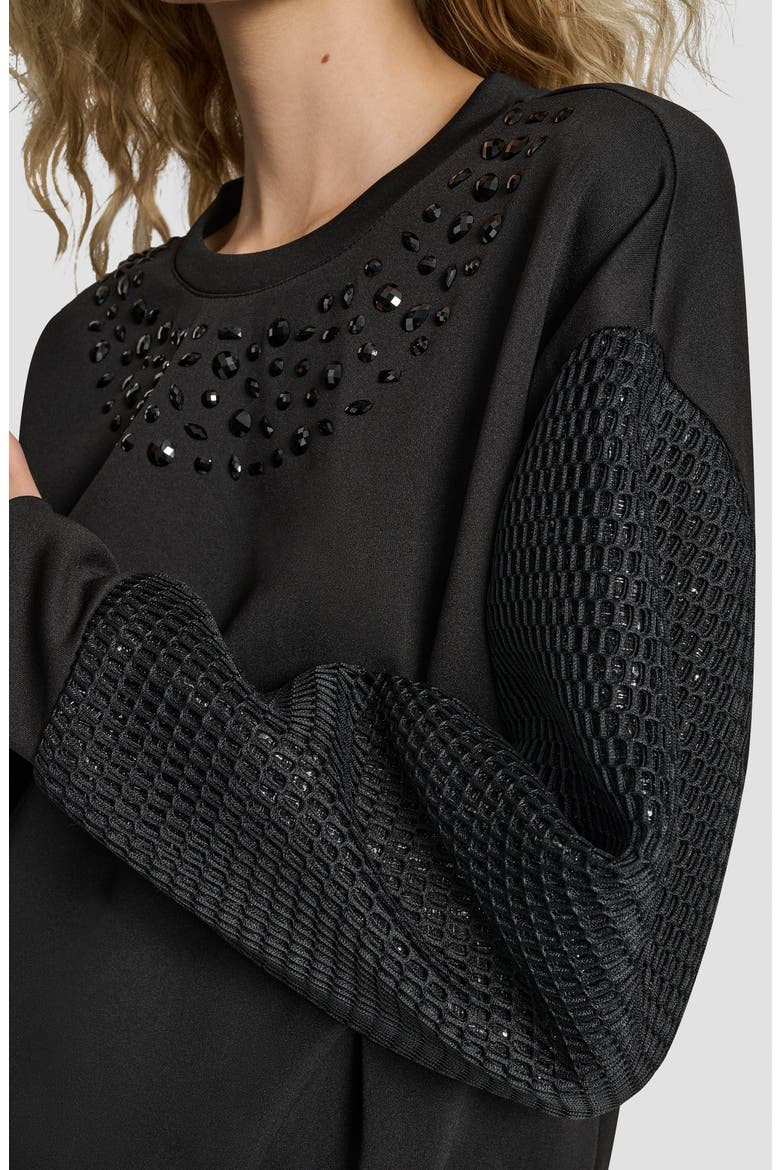 Mixed Media Bubble Sweatshirt, Alternate, color, BLACK
