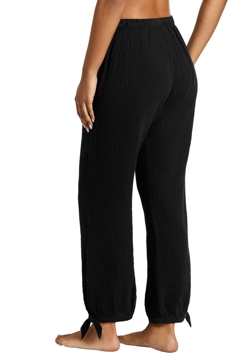 Cotton Gauze Straight Leg Cover-Up Pants, Alternate, color, BLACK