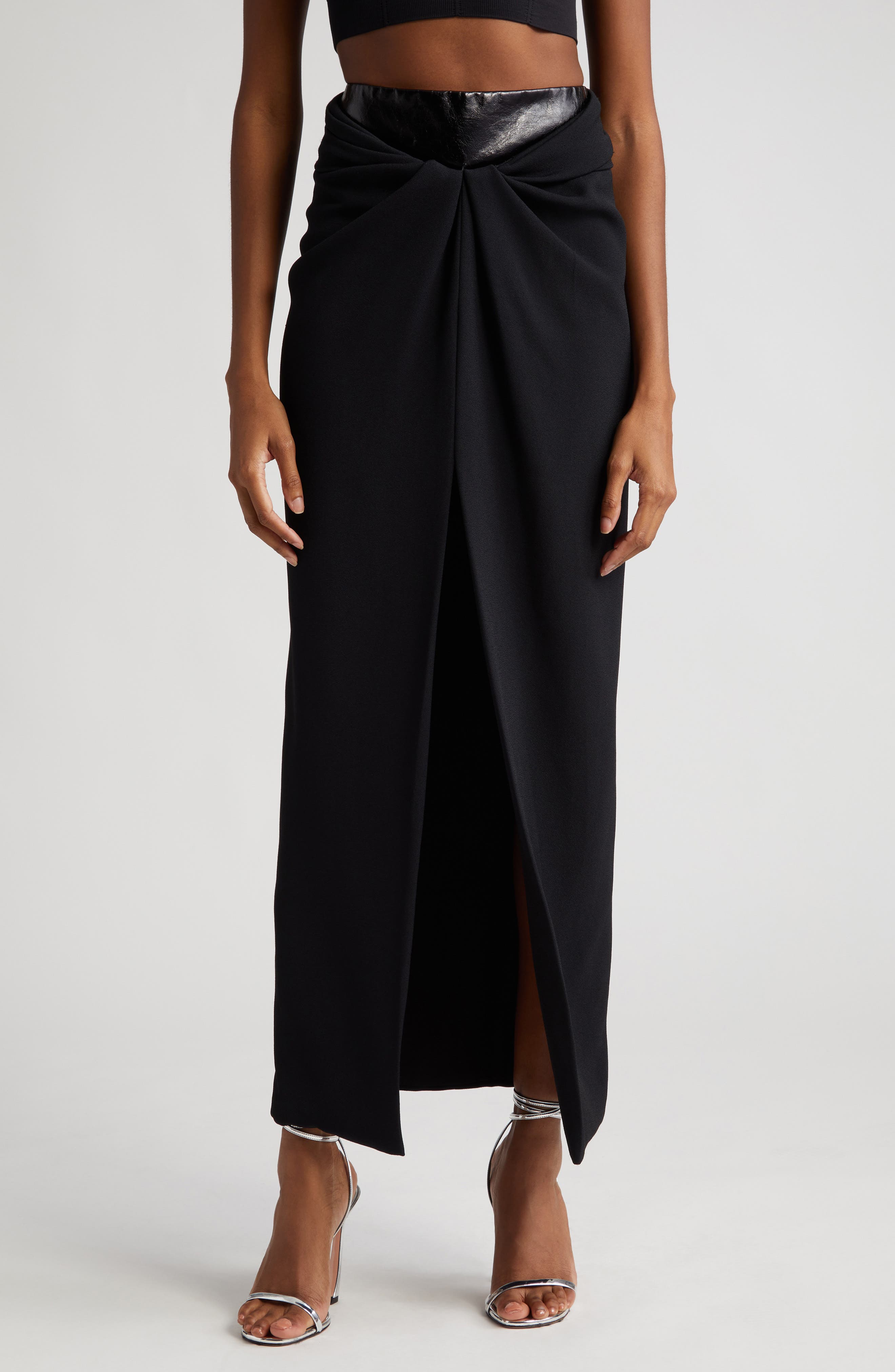 Brandon Maxwell The Nora Draped Mixed Media Skirt