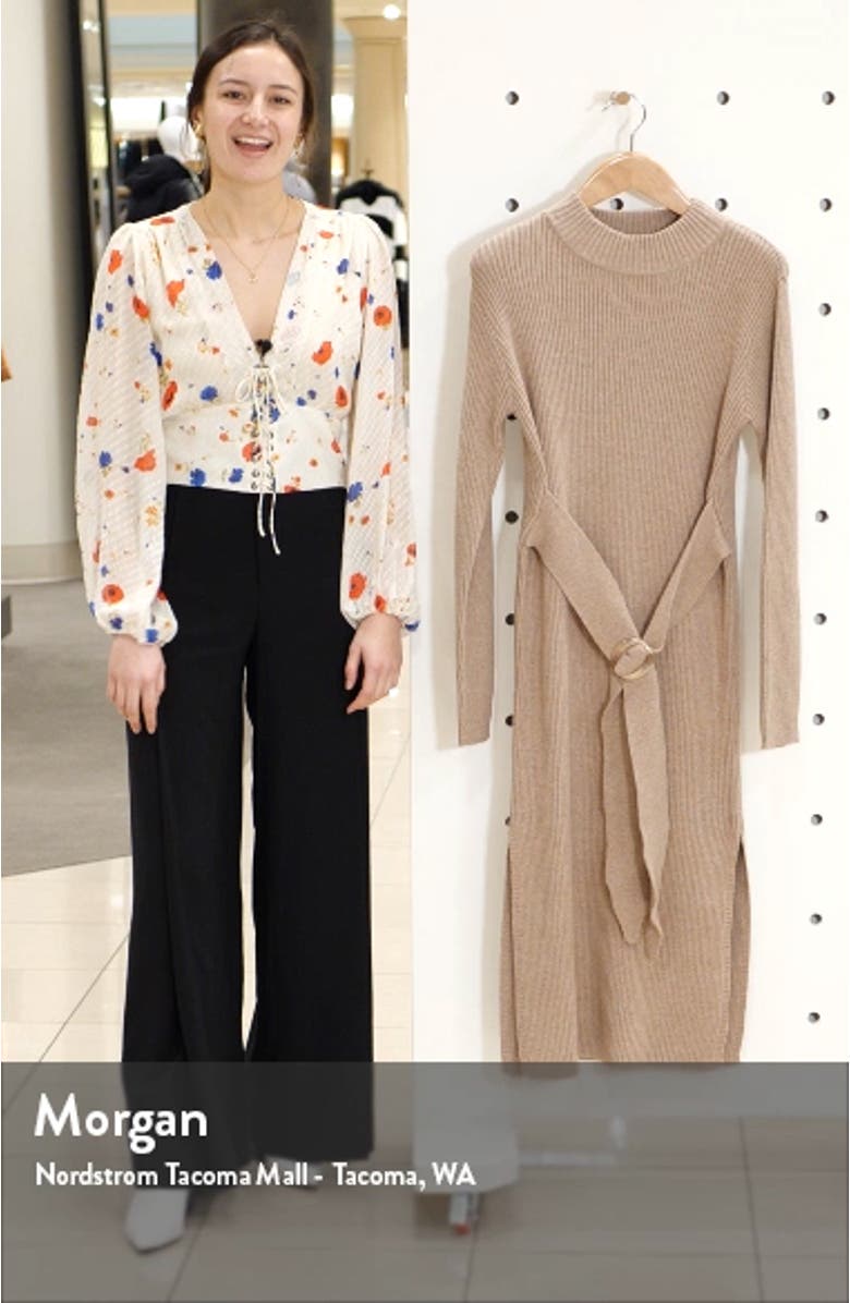 Long Sleeve Belted Sweater Dress, sales video thumbnail