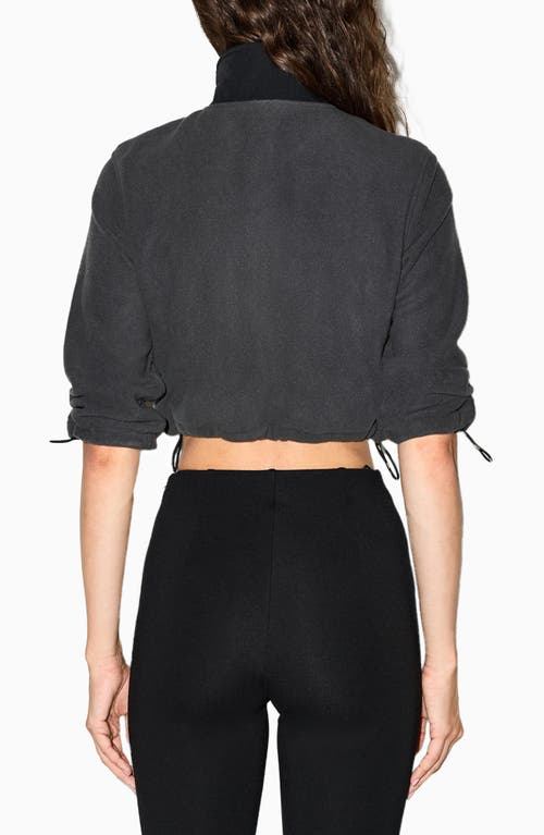 Skims Cropped Fleece Jacket In Black