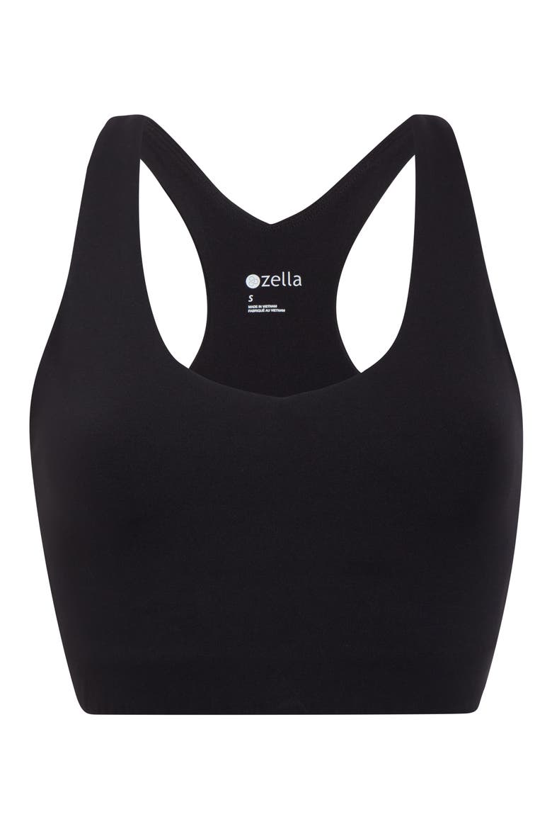 Studio Luxe Essential Racerback Sports Bra, Main, color, BLACK