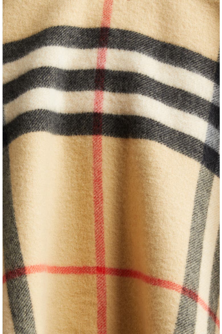 EKD Check Double Face Cashmere & Wool Fringe Cape, Alternate, color, SAND/ PEBBLE WHITE