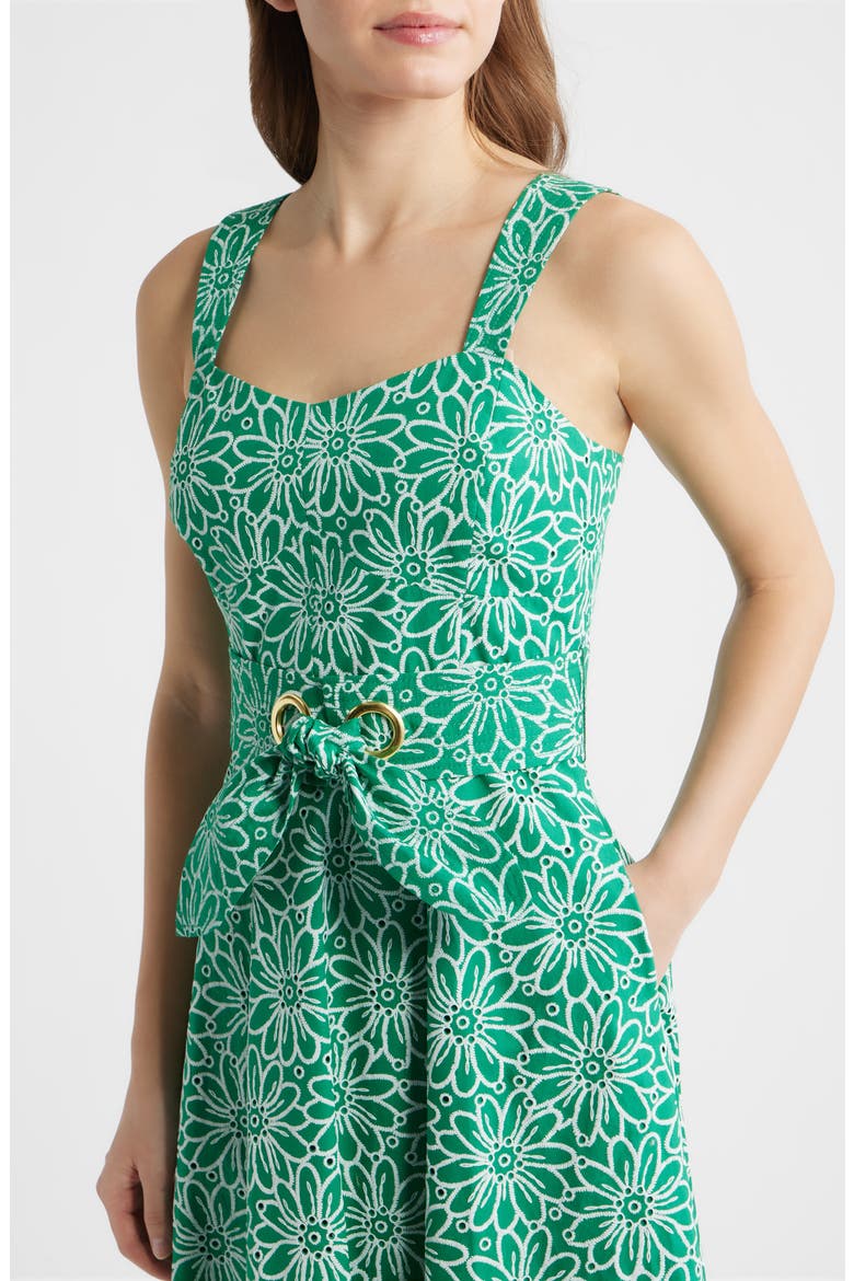 Floral Print Midi Dress, Alternate, color, PARAKEET GREEN