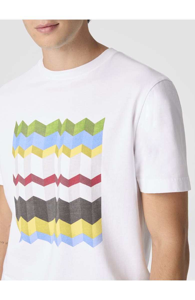UM Crew-neck Cotton T-shirt With Macro Zigzag Print, Alternate, color, White & Multicoloured