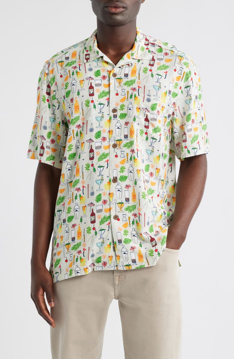 Tommy Bahama Bahama Coast Lemon Lounge IslandZone<sup>®</sup> Camp Shirt, Main, color, Foggy Dew
