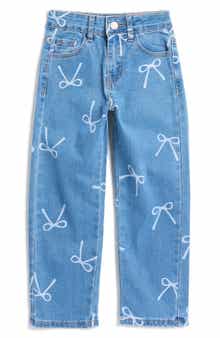 GOGO STAR Kids' Bow Print Straight Leg Jeans