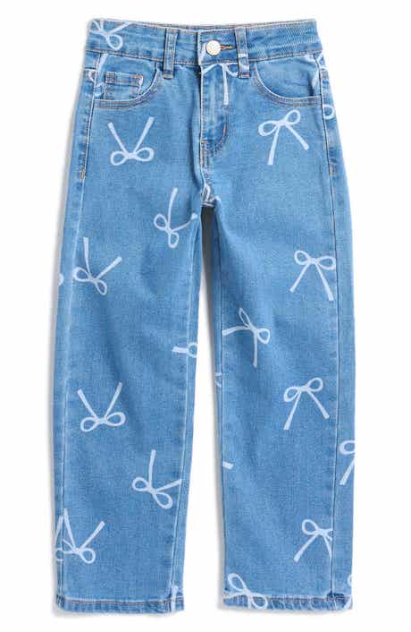 GOGO STAR Kids' Bow Print Straight Leg Jeans