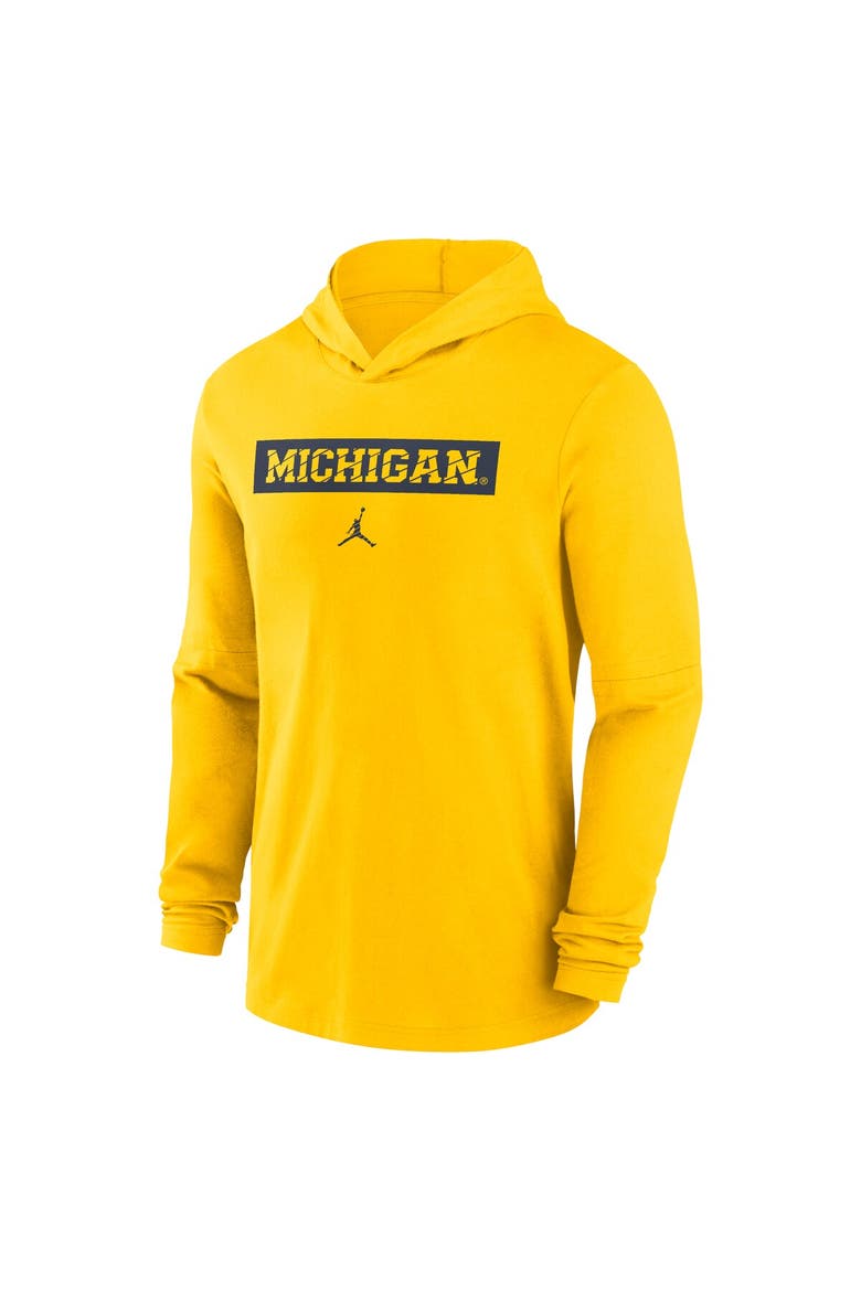 Men's Jordan Brand Maize Michigan Wolverines 2024 Sideline Hoodie Performance Long Sleeve T-Shirt, Alternate, color, Maize