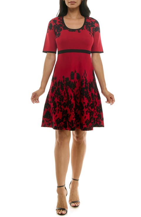 Elbow Sleeve Fit & Flare Sweater Dress