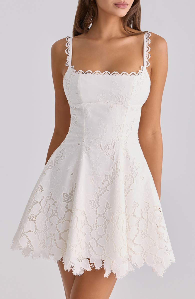 HOUSE OF CB Isla Scalloped Lace Cocktail Minidress, Alternate, color, White