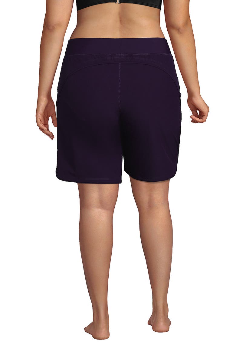 Plus Size Sunshade UPF 50 9" Board Shorts with Panty, Alternate, color, Blackberry
