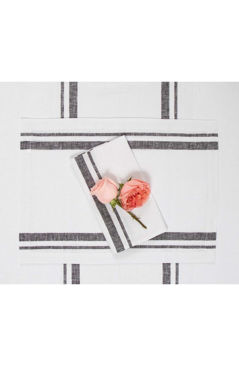 Solino Home Linen Dinner Napkins - French Stripe, 20" x 20", Alternate, color, Black And White