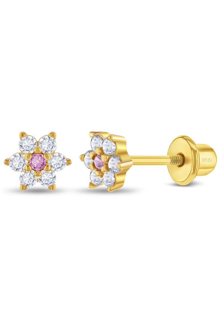 Flower Cubic Zirconia Earrings, Main, color, Pink