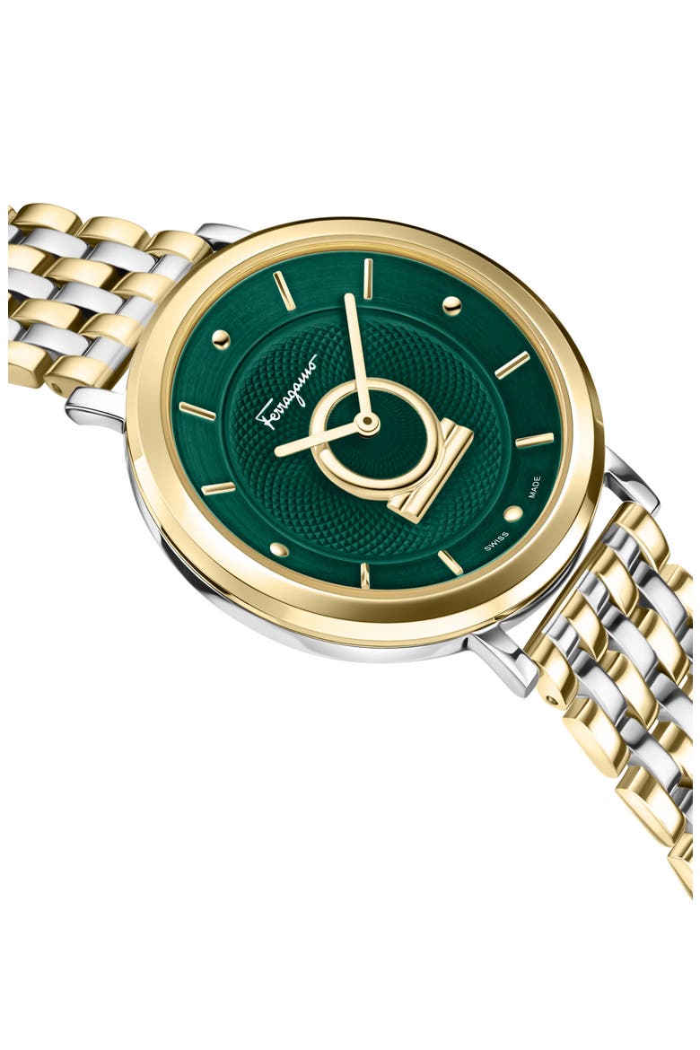 Minuetto Bracelet Watch, 36mm, Alternate, color, TWO TONE/ GREEN