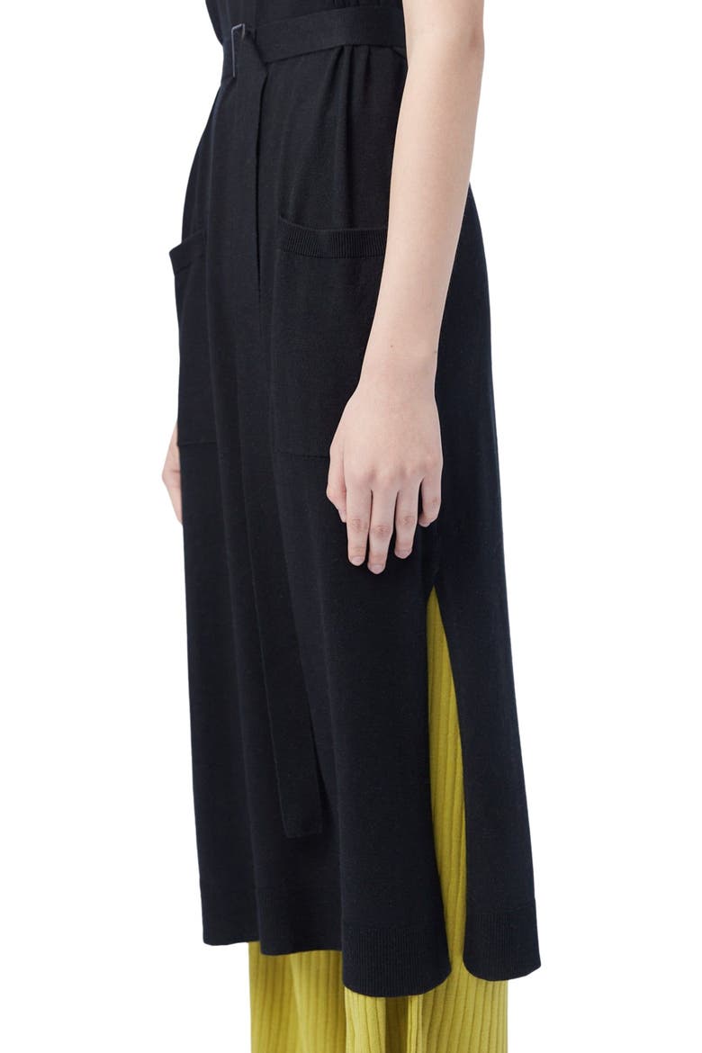 Sleeveless Silk Cashmere Polo Dress, Alternate, color, black