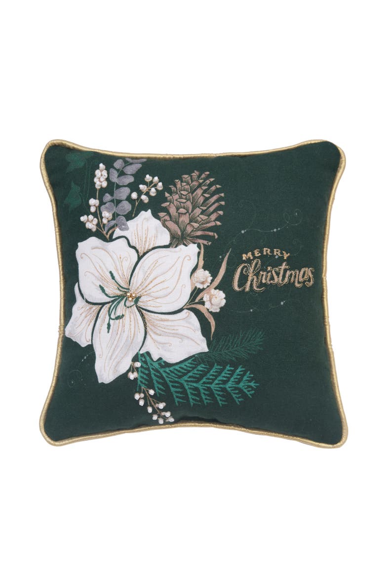Christmas Amaryllis Small/Petite Accent Pillow, Main, color, White