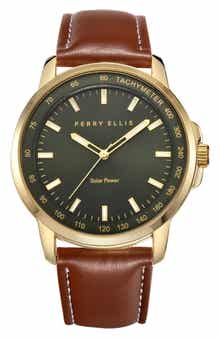 Perry Ellis Solar Powered 3-Hand Quartz Strap Watch, 41mm