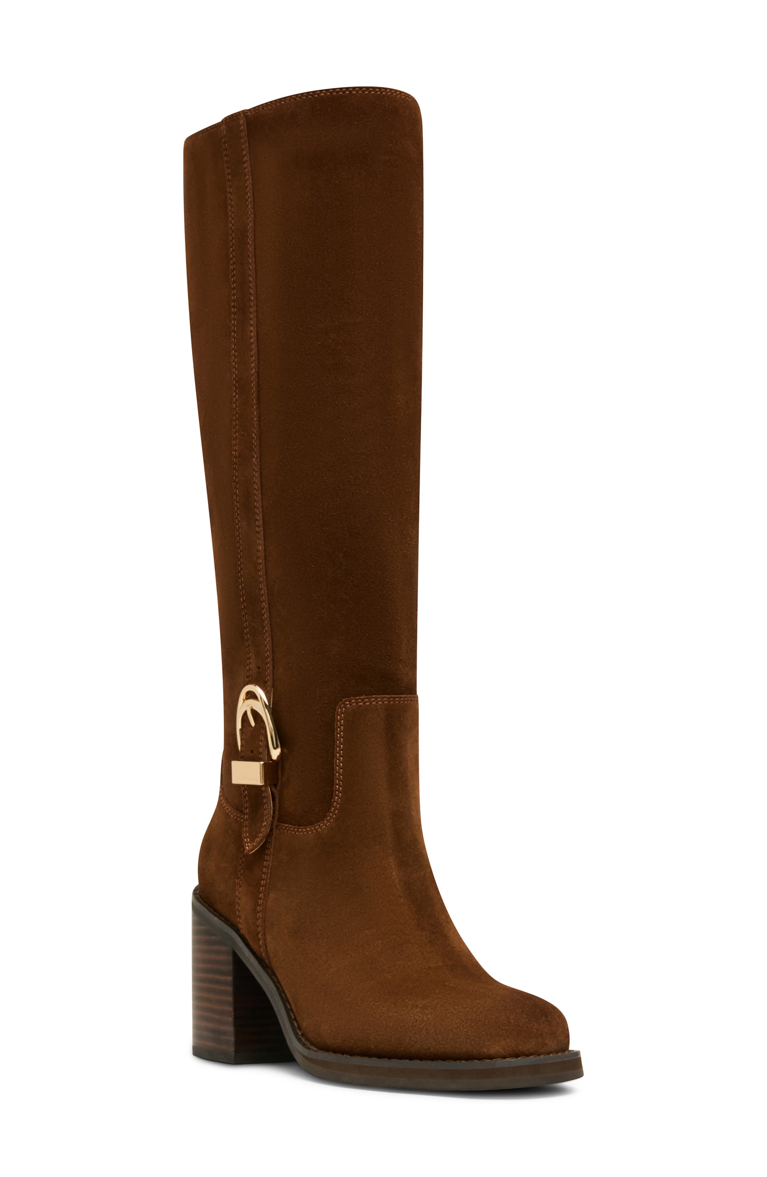 Nicky Waterproof Knee High Boot, Main, color, CHOCOLATE SUEDE