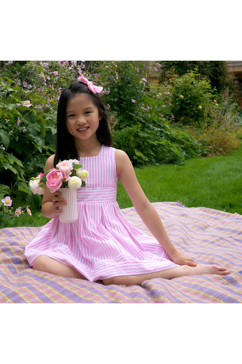 Pastel Oxford Pleated Stripe Dress, Alternate, color, Pink