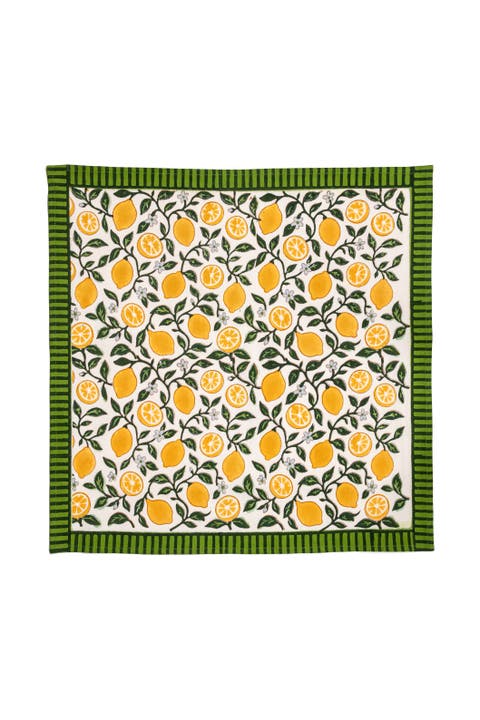 Capri Lemons Blockprint Napkins - Set of 4