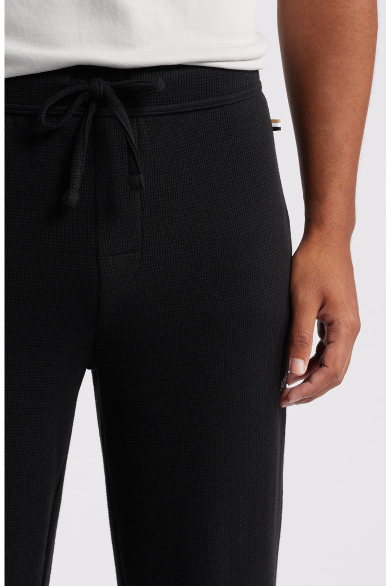 Waffle Cotton Blend Pajama Joggers, Alternate, color, BLACK